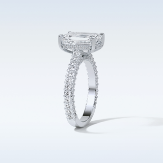 3.24 CT Hidden Halo Engagement Ring Featuring Emerald Moissanite