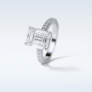 3.24 CT Hidden Halo Engagement Ring Featuring Emerald Moissanite