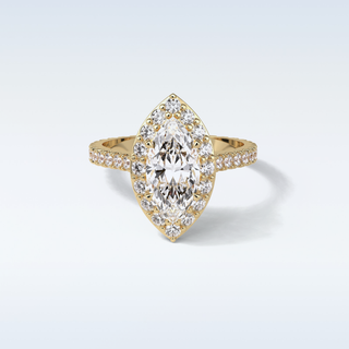 1.58 CT Halo Engagement Ring Featuring Marquise Moissanite