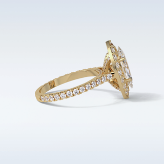 1.58 CT Halo Engagement Ring Featuring Marquise Moissanite
