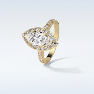 1.58 CT Halo Engagement Ring Featuring Marquise Moissanite