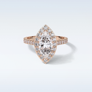 1.58 CT Halo Engagement Ring Featuring Marquise Moissanite