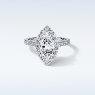 1.58 CT Halo Engagement Ring Featuring Marquise Moissanite