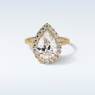 3.10 CT Halo Engagement Ring Featuring Pear Moissanite