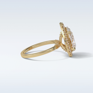 3.10 CT Halo Engagement Ring Featuring Pear Moissanite