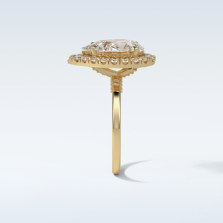 3.10 CT Halo Engagement Ring Featuring Pear Moissanite