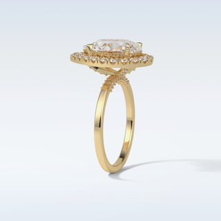 3.10 CT Halo Engagement Ring Featuring Pear Moissanite