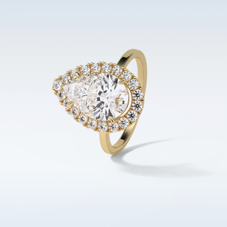 3.10 CT Halo Engagement Ring Featuring Pear Moissanite