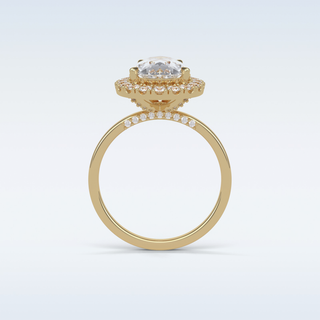 3.10 CT Halo Engagement Ring Featuring Pear Moissanite