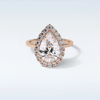 3.10 CT Halo Engagement Ring Featuring Pear Moissanite