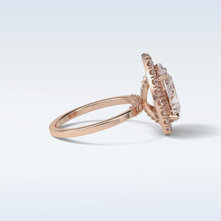 3.10 CT Halo Engagement Ring Featuring Pear Moissanite