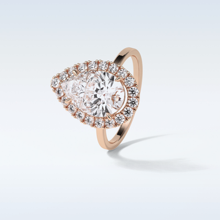 3.10 CT Halo Engagement Ring Featuring Pear Moissanite