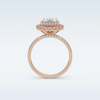 3.10 CT Halo Engagement Ring Featuring Pear Moissanite