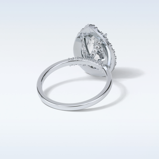 3.10 CT Halo Engagement Ring Featuring Pear Moissanite