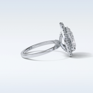 3.10 CT Halo Engagement Ring Featuring Pear Moissanite