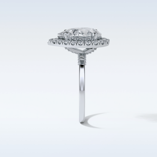 3.10 CT Halo Engagement Ring Featuring Pear Moissanite