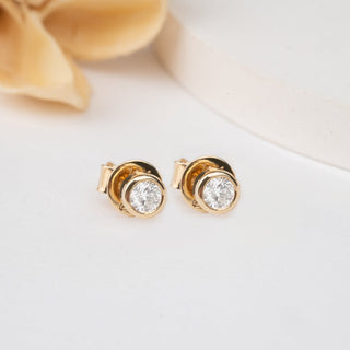 1.0 CT Round Bezel Solitaire Lab Grown Diamond Earrings