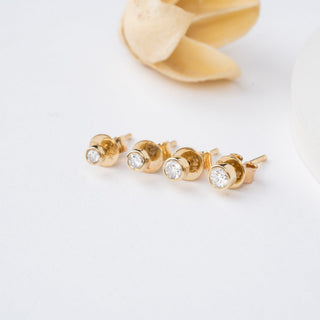 1.0 CT Round Bezel Solitaire Lab Grown Diamond Earrings