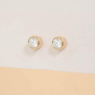 1.0 CT Round Bezel Solitaire Lab Grown Diamond Earrings