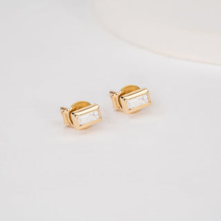 1.0 CT Round Bezel Solitaire Lab Grown Diamond Earrings
