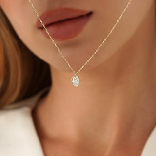 1.0 CT Round Bezel Solitaire Lab Grown Diamond Necklace