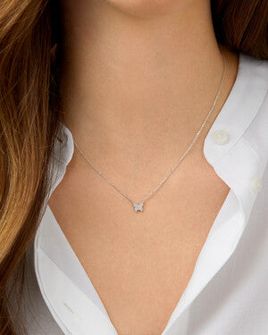 0.05 TCW Round Cut Butterfly Style Moissanite Necklace 3