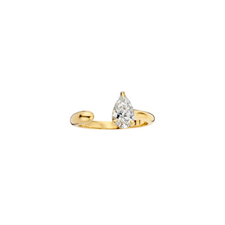 Timeless 0.9 CT Pear Cut Open End Solitaire Setting Lab Grown Diamond Engagement Ring
