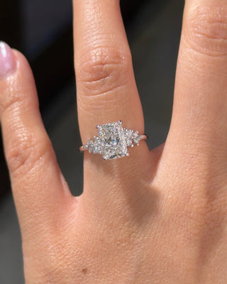 Emerald Pave Engagement Ring – 1 CT Lab Grown Diamond
