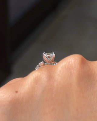 Emerald Pave Engagement Ring – 1 CT Lab Grown Diamond