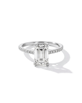 Emerald Pave Engagement Ring – 1 CT Lab Grown Diamond