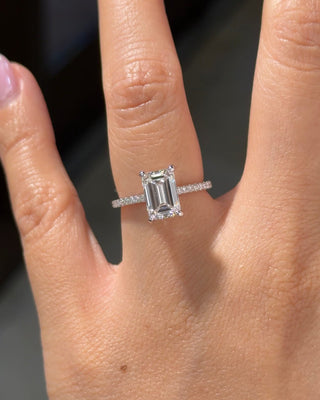 Emerald Pave Engagement Ring – 1 CT Lab Grown Diamond