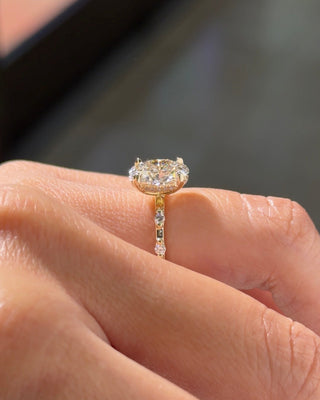Emerald Pave Engagement Ring – 1 CT Lab Grown Diamond