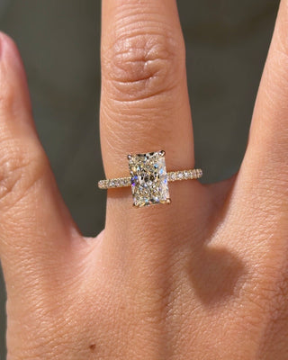 Emerald Pave Engagement Ring – 1 CT Lab Grown Diamond