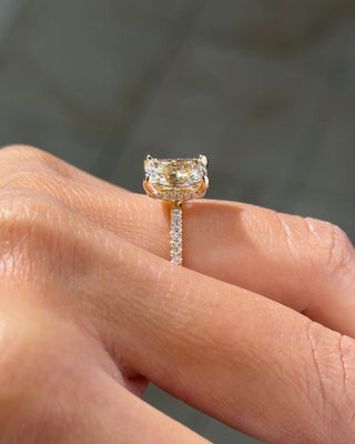 Emerald Pave Engagement Ring – 1 CT Lab Grown Diamond