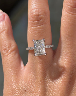 Emerald Pave Engagement Ring – 1 CT Lab Grown Diamond