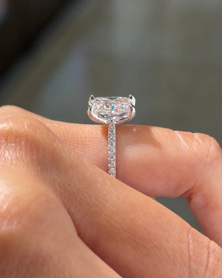 Emerald Pave Engagement Ring – 1 CT Lab Grown Diamond