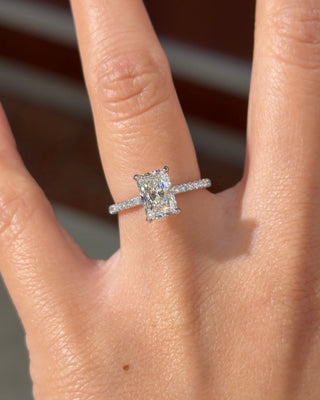 Emerald Pave Engagement Ring – 1 CT Lab Grown Diamond