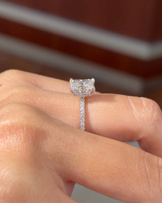 Emerald Pave Engagement Ring – 1 CT Lab Grown Diamond