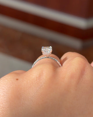 Emerald Pave Engagement Ring – 1 CT Lab Grown Diamond