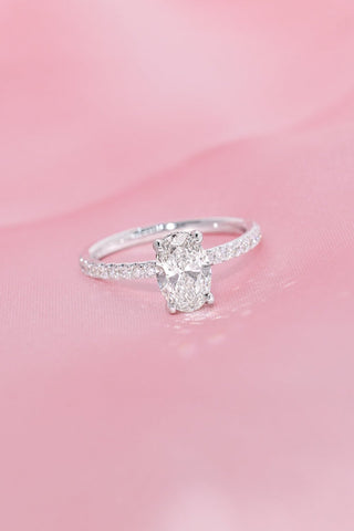 Emerald Pave Engagement Ring – 1 CT Lab Grown Diamond