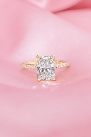 Emerald Pave Engagement Ring – 1 CT Lab Grown Diamond