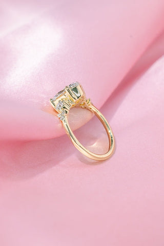 Emerald Pave Engagement Ring – 1 CT Lab Grown Diamond