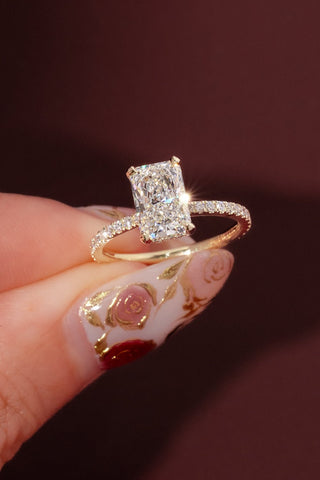 Emerald Pave Engagement Ring – 1 CT Lab Grown Diamond