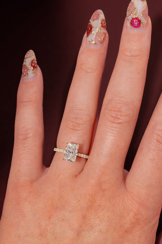 Emerald Pave Engagement Ring – 1 CT Lab Grown Diamond