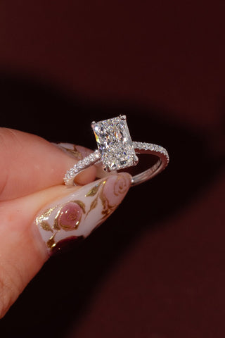 Emerald Pave Engagement Ring – 1 CT Lab Grown Diamond