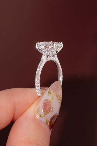 Emerald Pave Engagement Ring – 1 CT Lab Grown Diamond