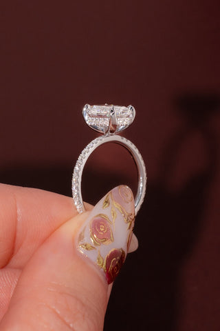 Emerald Pave Engagement Ring – 1 CT Lab Grown Diamond
