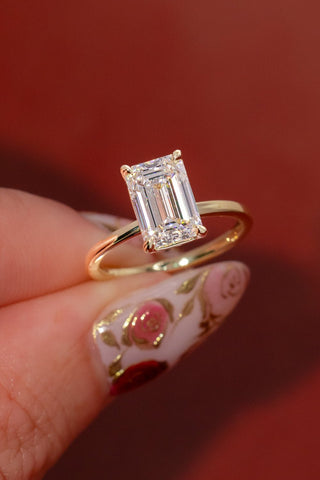 Emerald Pave Engagement Ring – 1 CT Lab Grown Diamond