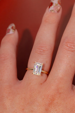 Emerald Pave Engagement Ring – 1 CT Lab Grown Diamond
