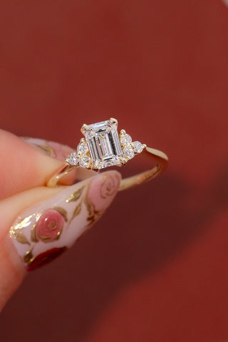 Emerald Pave Engagement Ring – 1 CT Lab Grown Diamond